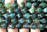 CTW683 15 inches 10mm faceted & twisted S-shaped moss agate beads