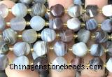 CTW690 10mm faceted & twisted S-shaped Botswana agate beads