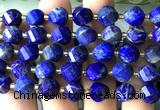 CTW694 15 inches 10mm faceted & twisted S-shaped lapis lazuli beads