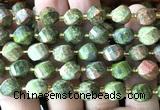 CTW698 15 inches 10mm faceted & twisted S-shaped unakite beads