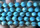 CTW700 15 inches 10mm faceted & twisted S-shaped green turquoise beads