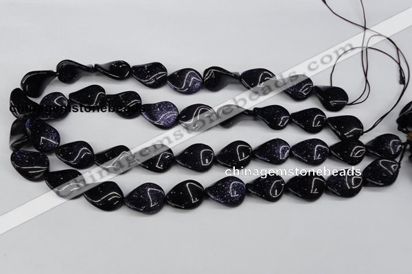 CTW79 15.5 inches 15*20mm twisted oval blue goldstone beads