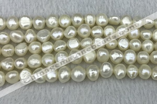 FWP245 15 inches 8mm - 9mm baroque white freshwater pearl strands