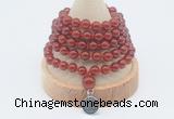 GMN1202 Hand-knotted 8mm, 10mm red agate 108 beads mala necklaces with charm