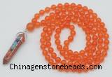 GMN1403 Hand-knotted 8mm candy jade 108 beads mala necklace with pendant