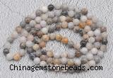 GMN402 Hand-knotted 8mm, 10mm bamboo leaf agate 108 beads mala necklaces