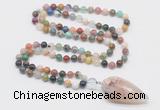 GMN4038 Hand-knotted 8mm, 10mm colorful gemstone 108 beads mala necklace with pendant