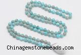 GMN4872 Hand-knotted 8mm, 10mm sea sediment jasper 108 beads mala necklace with pendant