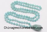 GMN4874 Hand-knotted 8mm, 10mm amazonite 108 beads mala necklace with pendant