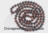 GMN5099 Hand-knotted 8mm, 10mm red tiger eye 108 beads mala necklace with pendant