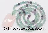 GMN5113 Hand-knotted 8mm, 10mm matte fluorite 108 beads mala necklace with pendant