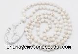 GMN5187 Hand-knotted 8mm, 10mm white howlite 108 beads mala necklace with pendant