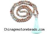 GMN8413 8mm, 10mm serpentine jasper 27, 54, 108 beads mala necklace with tassel