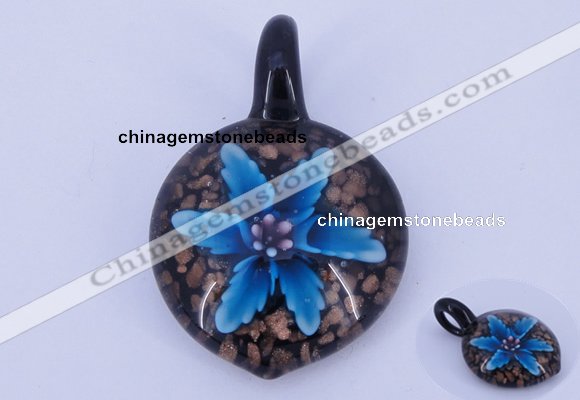 LP36 13*30*45mm heart inner flower lampwork glass pendants