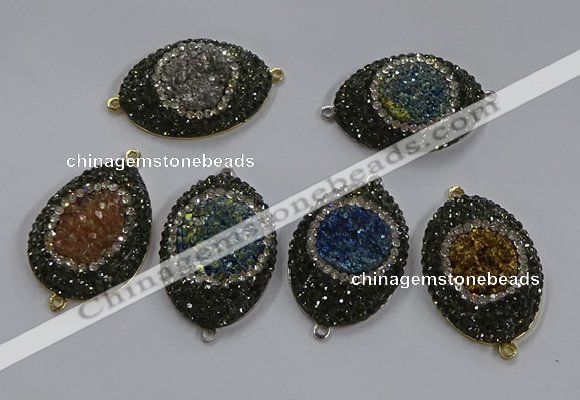 NGC1111 25*35mm oval druzy agate connectors wholesale