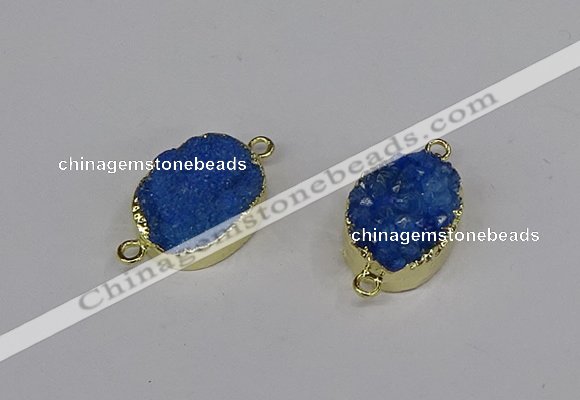 NGC1194 15*20mm oval druzy agate connectors wholesale