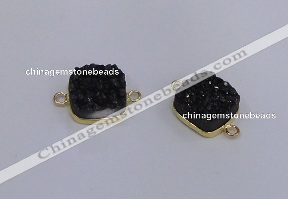 NGC1544 15*15mm square druzy quartz gemstone connectors wholesale