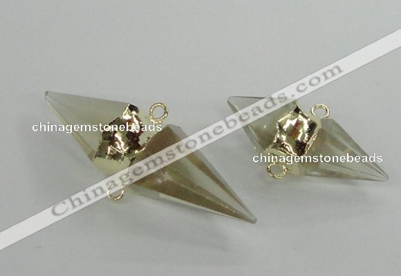 NGC346 18*30mm - 15*45mm faceted bicone yellow quartz connectors