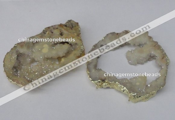 NGC492 45*55mm - 55*65mm freefrom plated druzy agate connectors