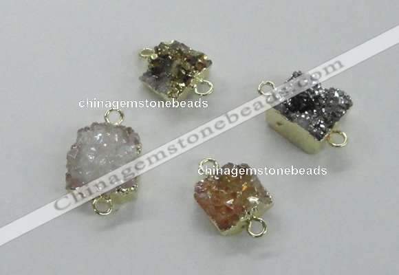 NGC509 8*10mm - 12*14mm freeform plated druzy agate connectors