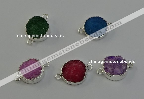 NGC5246 15mm - 16mm coin druzy agate connectors wholesale