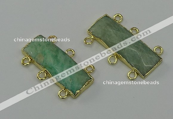 NGC5359 12*30mm - 15*30mm faceted rectangle amazonite connectors