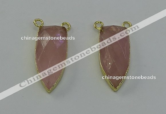 NGC5399 16*35mm - 18*40mm arrowhead rose quartz connectors