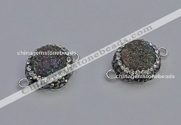 NGC5463 14mm - 15mm flower plated druzy agate connectors wholesale