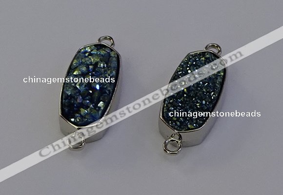 NGC5551 10*22mm - 12*25mm freeform plated druzy quartz connectors