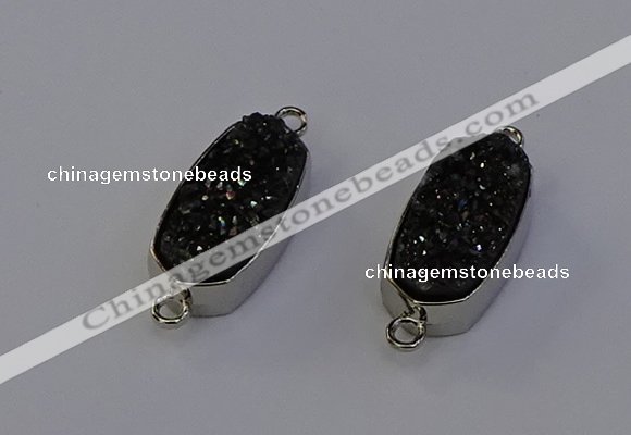 NGC5555 10*22mm - 12*25mm freeform plated druzy quartz connectors