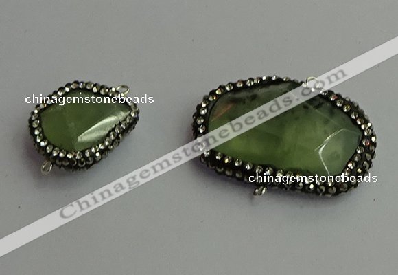 NGC6548 18*25mm - 25*30mm freeform green rutilated quartz connectors