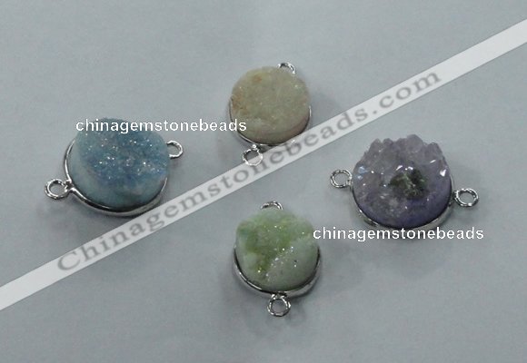 NGC89 12mm - 16mm flat round druzy agate connectors wholesale