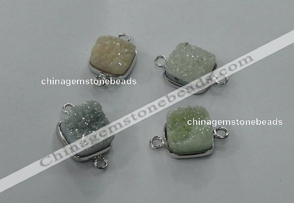 NGC92 12*12mm square druzy agate connectors wholesale