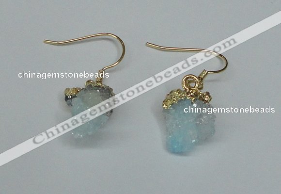 NGE24 10*14mm - 12*16mm nuggets druzy quartz earrings wholesale