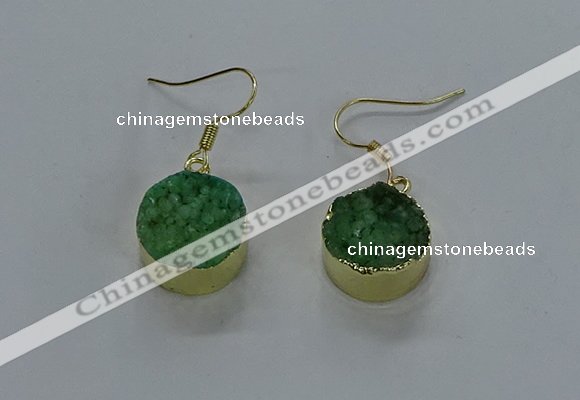 NGE280 15mm - 16mm coin druzy agate gemstone earrings wholeasle