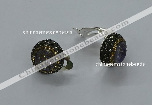 NGE286 15mm - 16mm coin plated druzy agate earrings wholeasle