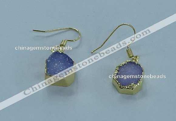 NGE332 9mm - 11mm freeform druzy agate earrings wholesale