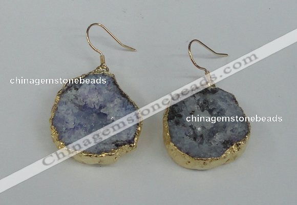 NGE36 20*25mm - 25*30mm freeform plated druzy agate earrings