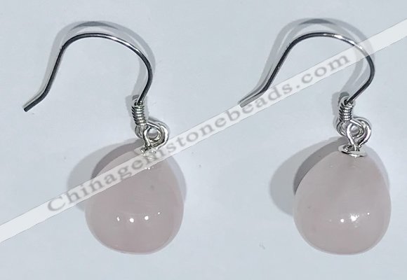 NGE428 10*10mm teardrop rose quartz earrings wholesale