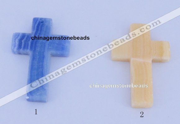 NGP06 5PCS 40*60mm cross blue lace agate pendants wholesale