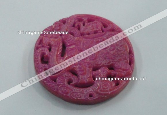 NGP1615 67*68mm Carved dyed natural hetian jade pendants wholesale