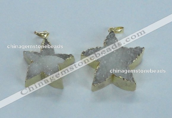 NGP1826 30*32mm - 38*40mm star druzy agate gemstone pendants