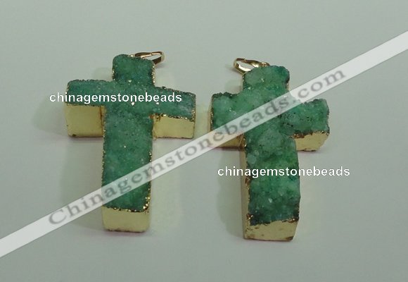 NGP1877 30*45mm - 32*50mm cross druzy agate gemstone pendants