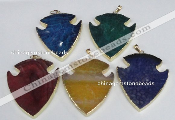 NGP1966 47*57mm arrowhead agate gemstone pendants wholesale