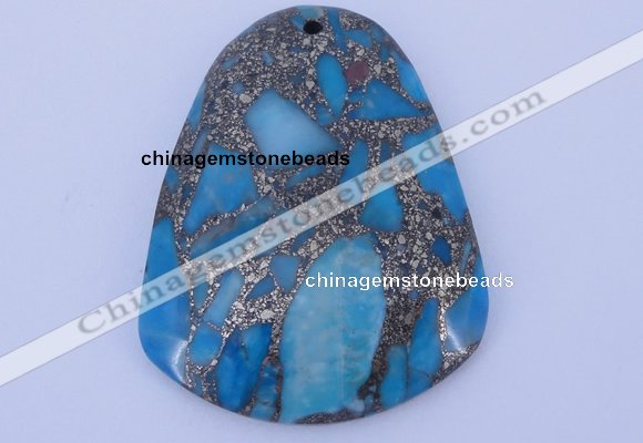 NGP238 37*47mm dyed golden turquoise & pyrite gemstone pendants