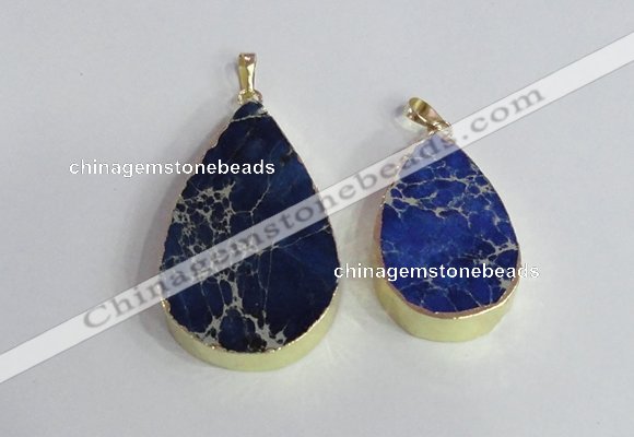 NGP2459 20*30mm - 30*35mm flat teardrop sea sediment jasper pendants