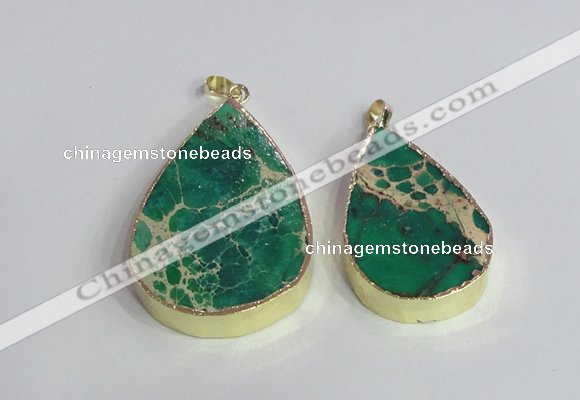 NGP2465 30*40mm - 40*50mm flat teardrop sea sediment jasper pendants