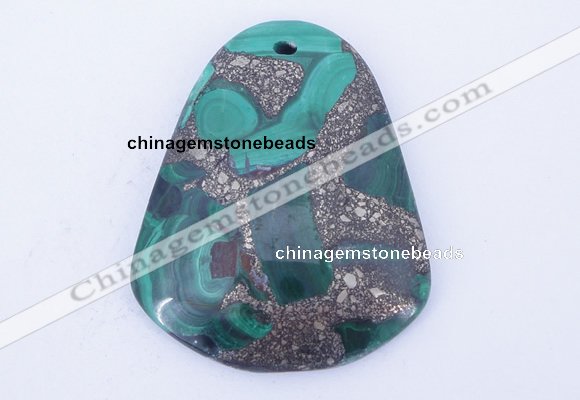 NGP253 38*47mm fashion malachite & pyrite gemstone pendants