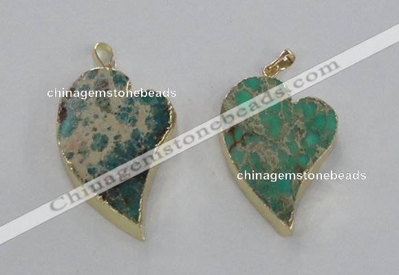 NGP2609 40*50mm - 50*70mm heart sea sediment jasper pendants