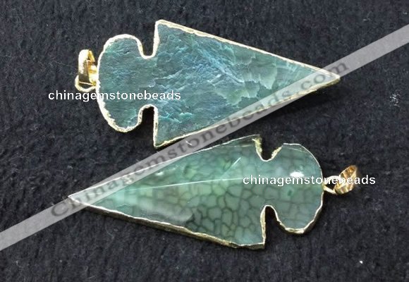 NGP2659 24*53mm - 26*55mm arrowhead agate pendants wholesale